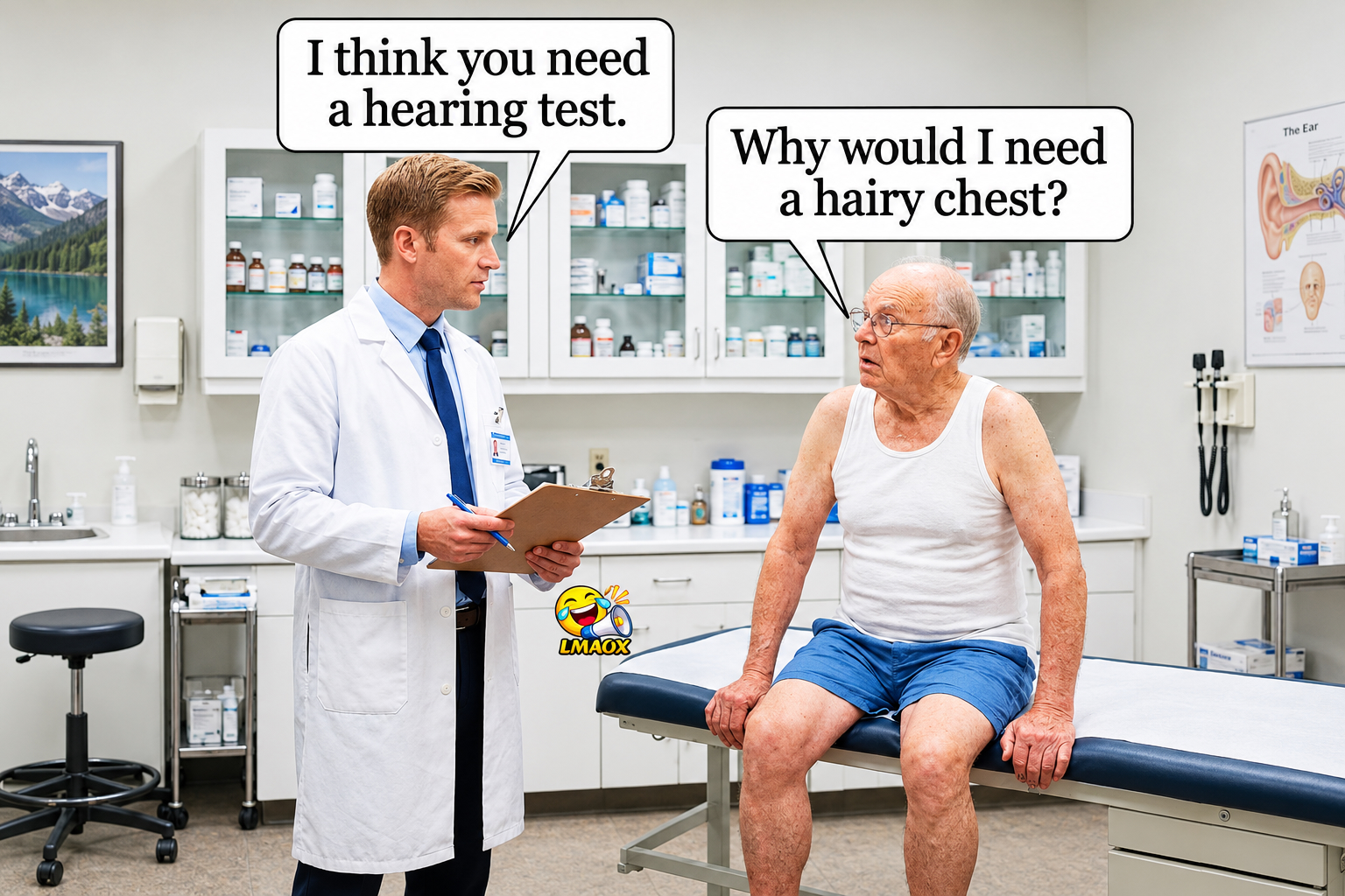 Fitness Comedy Cartoon: Hearing Test vs Hairy Chest