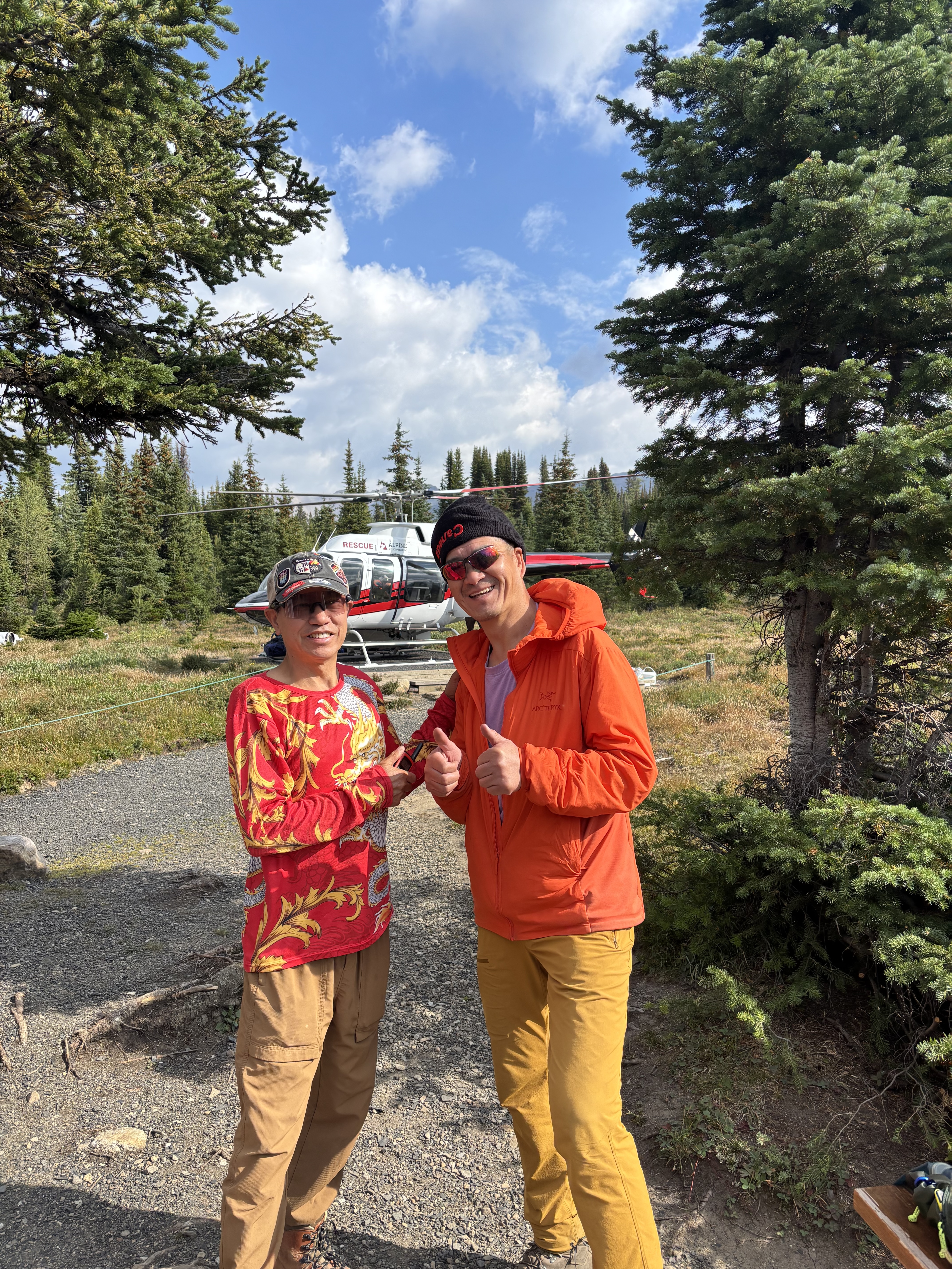Patrick and Brother 3 at the helipad waiting area