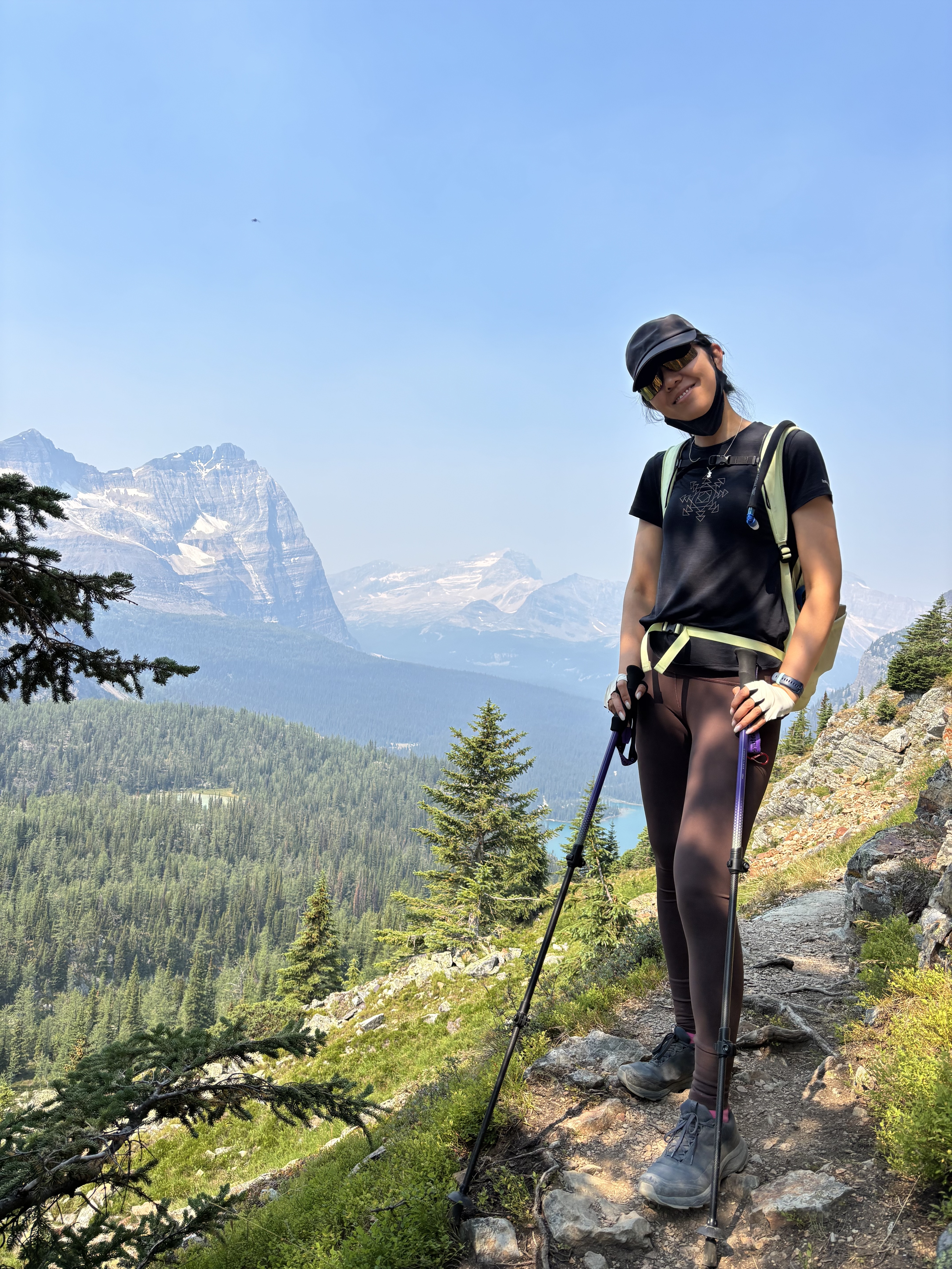 Sherry Xu posing on Lake O'Hara loop trail
