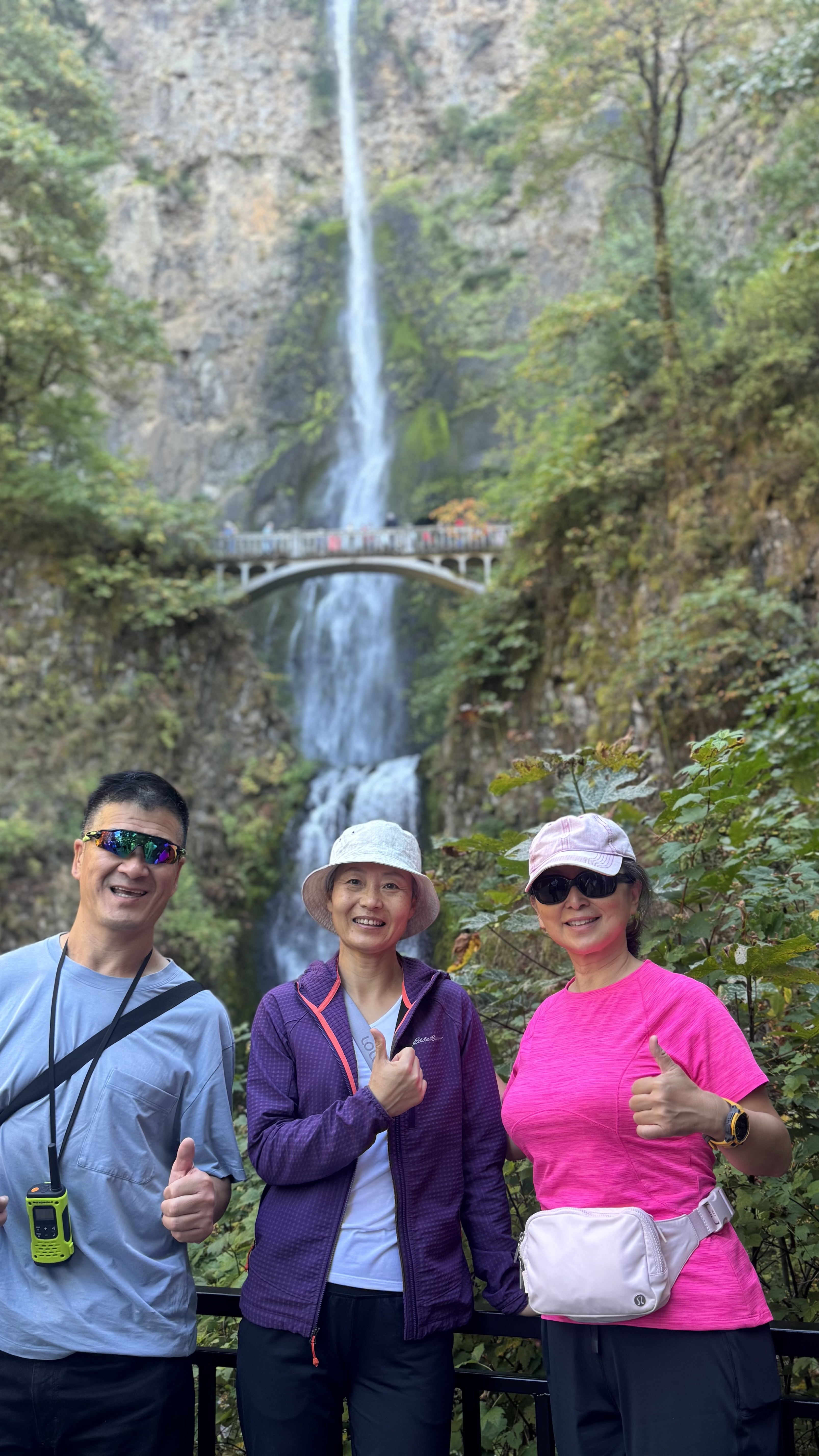 Patrick, Jane and Rebecca at Multnomah Falls