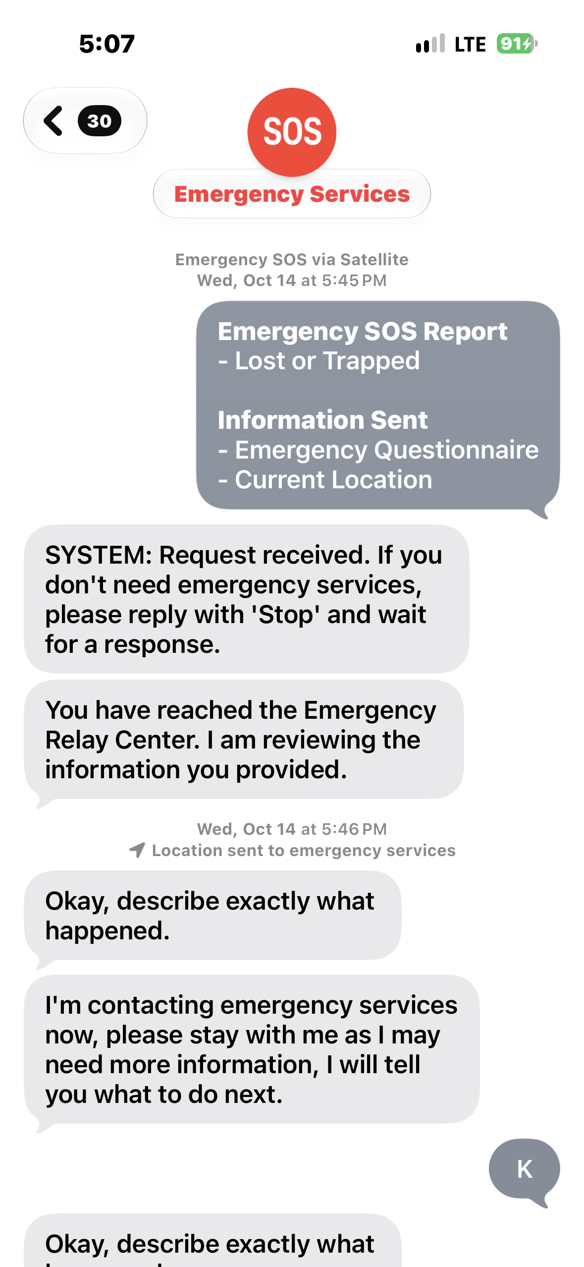 Patrick launching Emergency SOS via Satellite