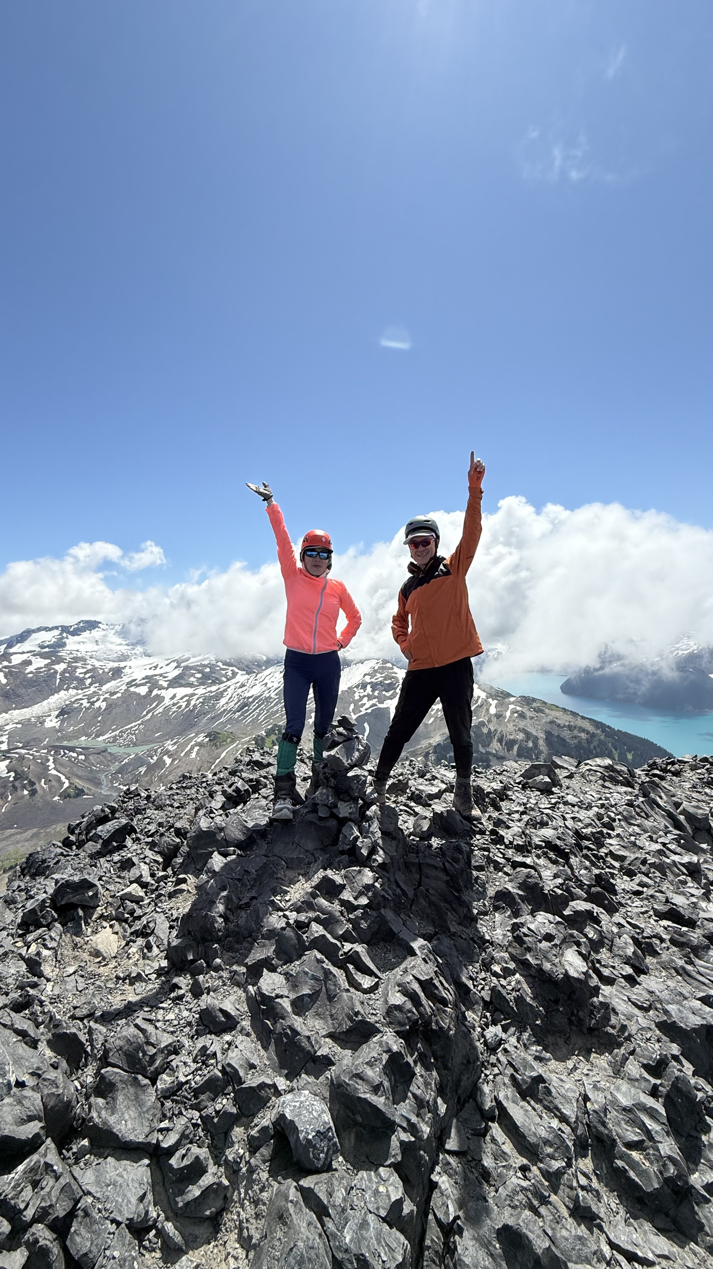 Patrick and Yuki at the top of the chimney of the Black Tusk
