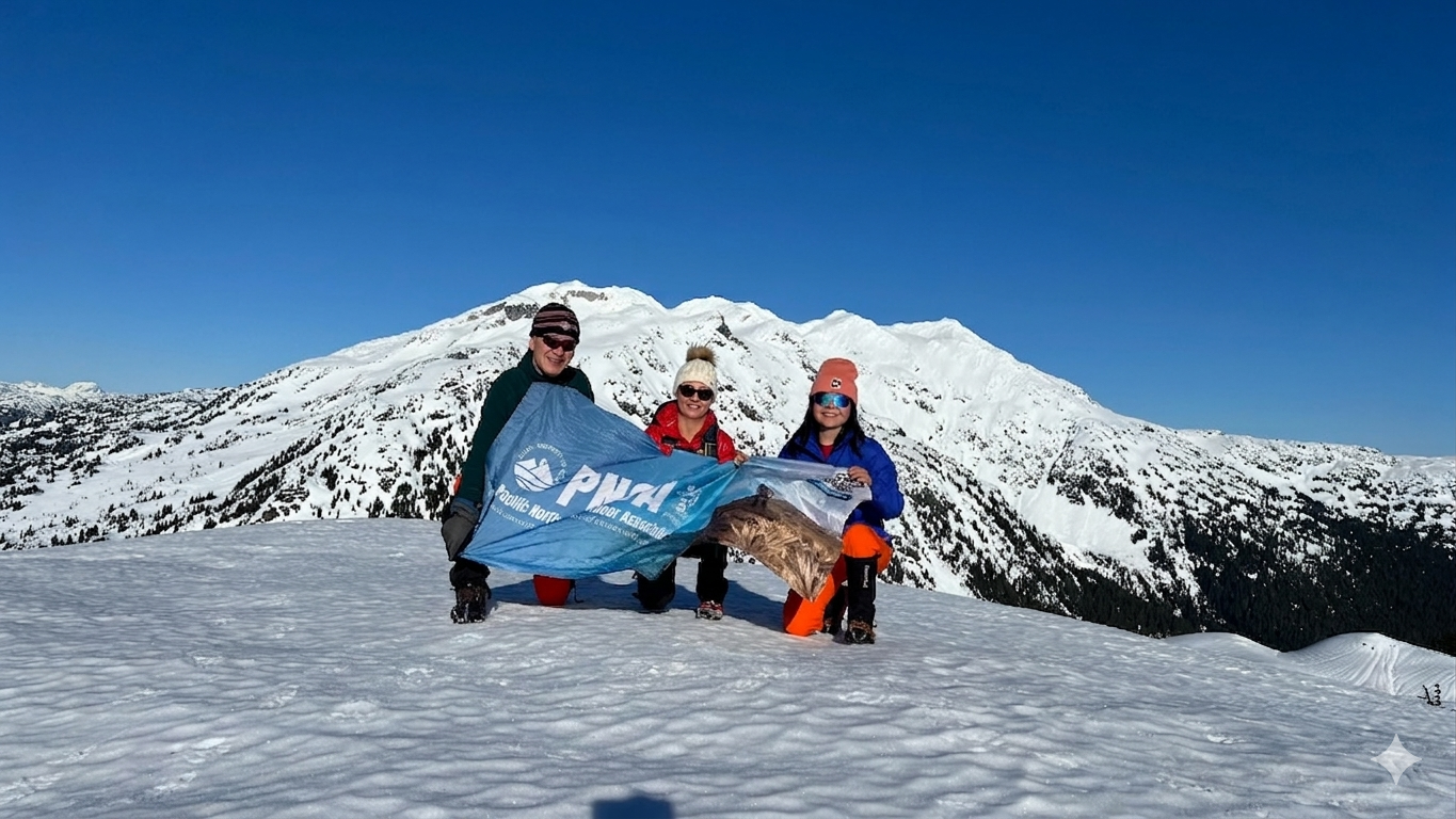 Group photo at the summit of Gin Peak with Patrick, Jane, and Malissa