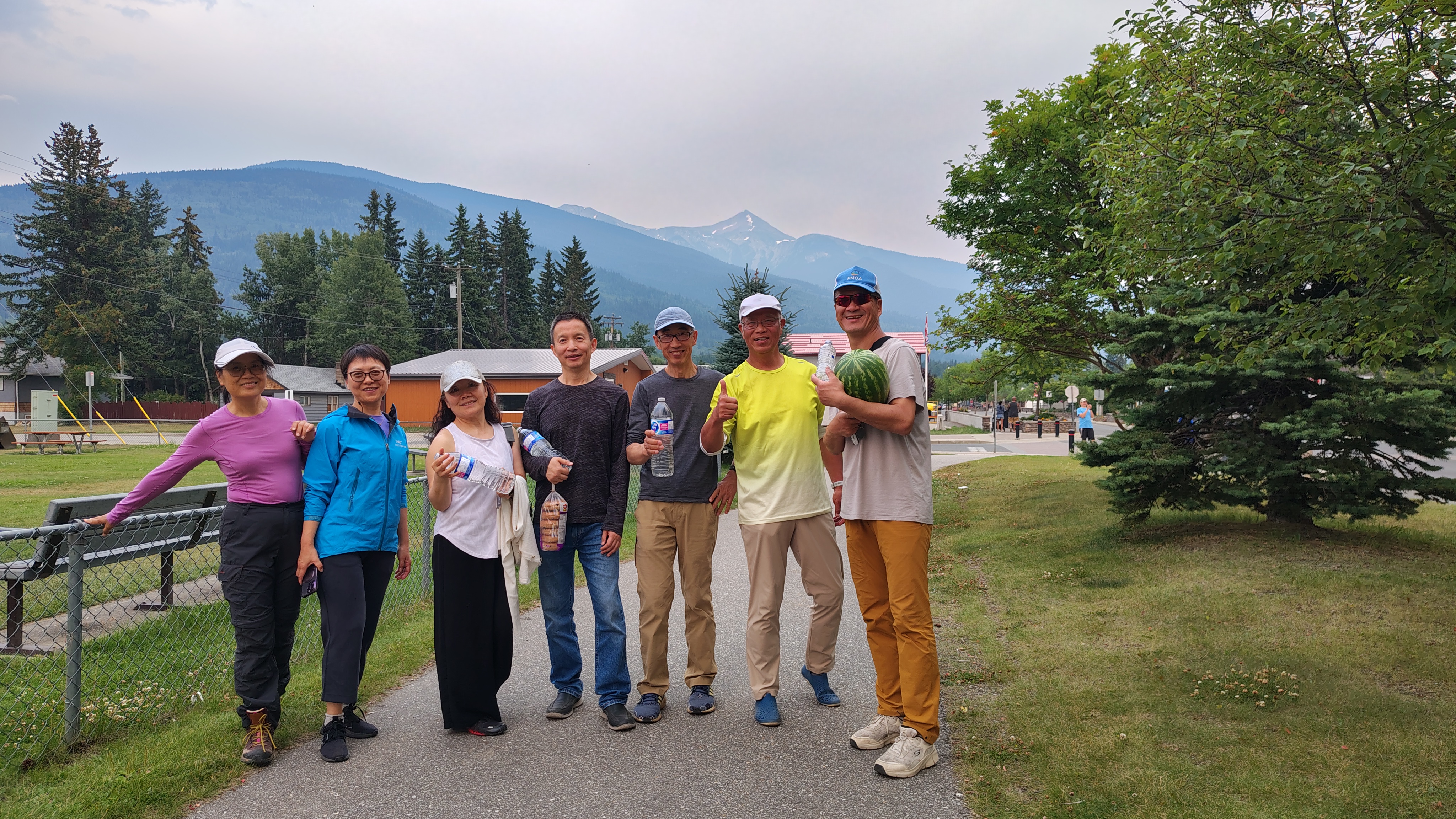 Group photo without Lily, on Fifth Ave in Valemount, BC