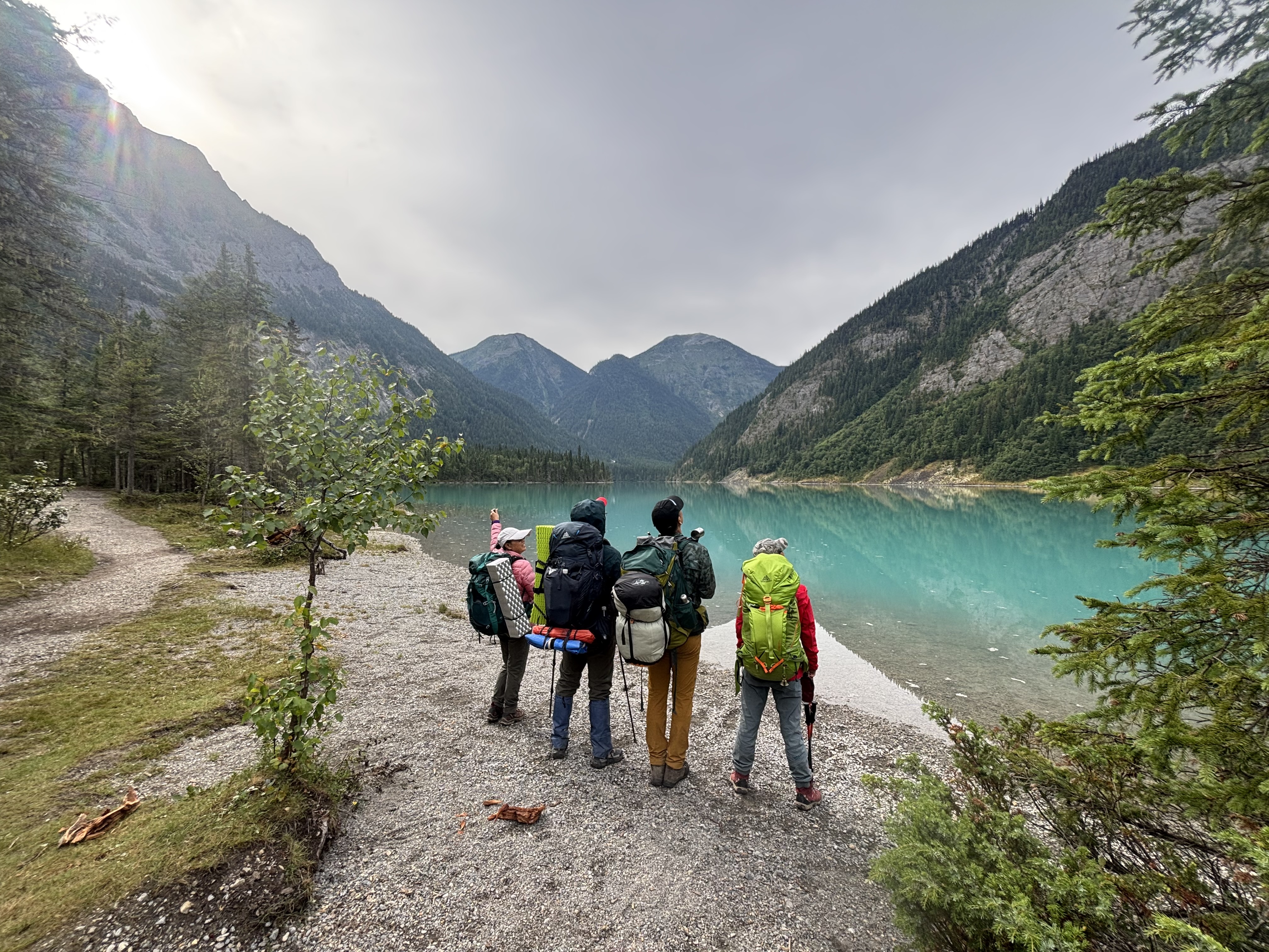 Patrick's car team members back view photo at Kinney Lake