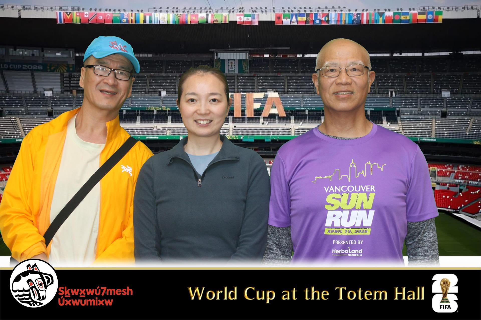 Patrick, Sharon and Brian watching 2026 FIFA final at Totem Hall in Squamish