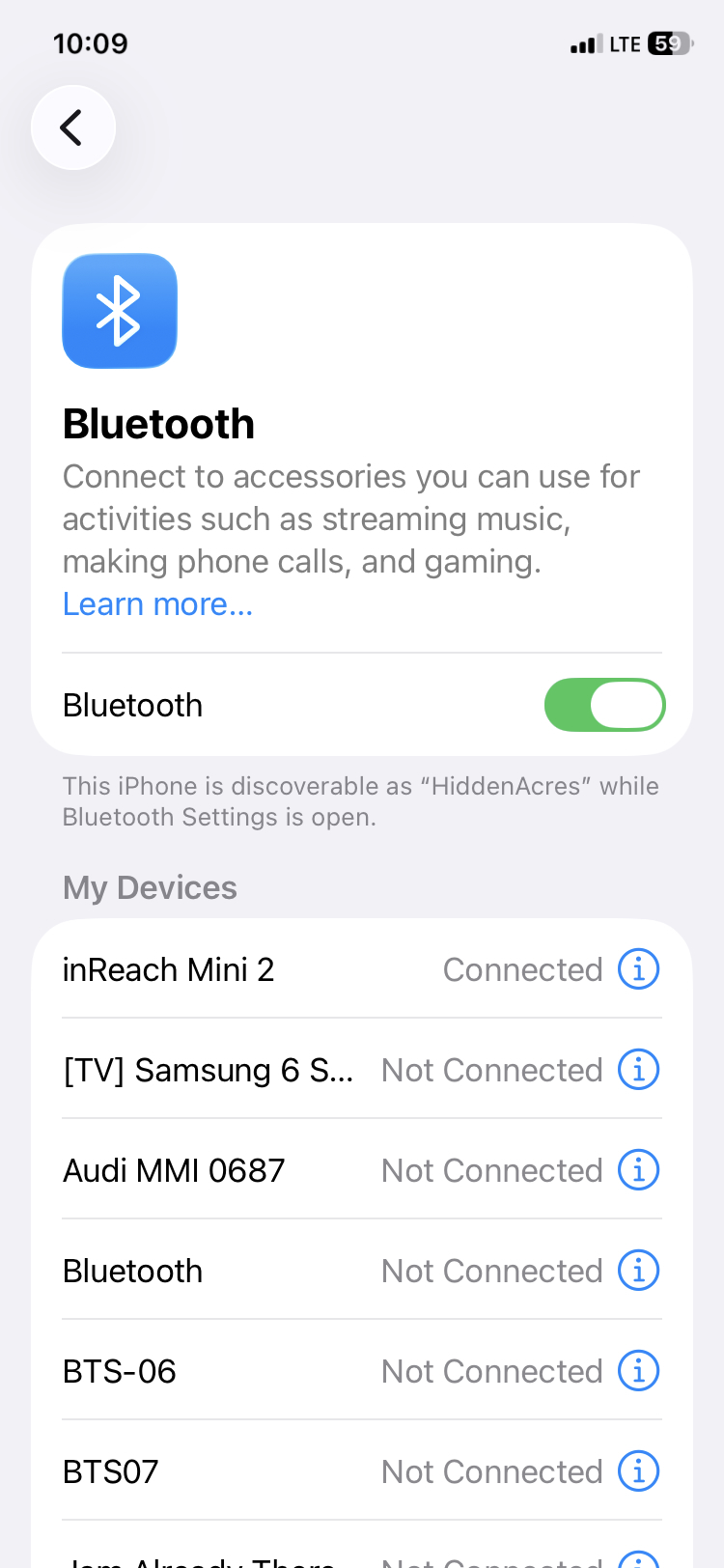 InReach Mini 2 connected to iPhone via Bluetooth